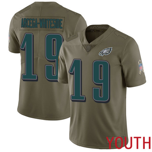 Youth Philadelphia Eagles #19 JJ Arcega-Whiteside Limited Olive 2017 Salute to Service Football NFL Jersey->youth nfl jersey->Youth Jersey